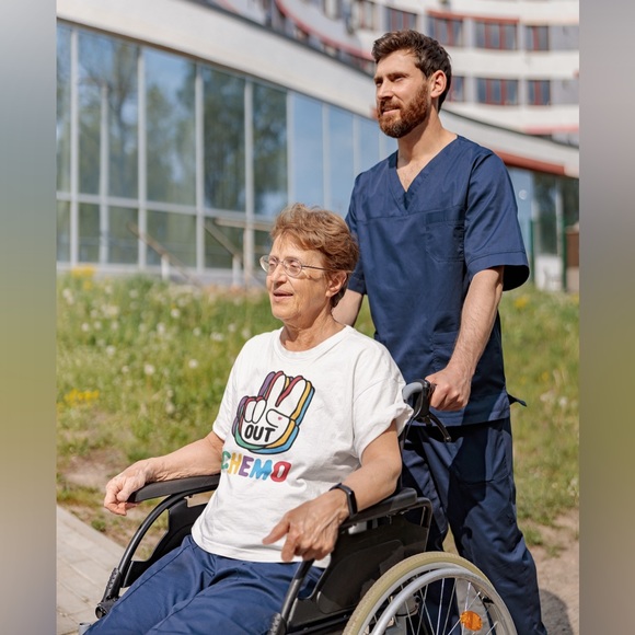 Peace Out Chemo! Motivational Mindset Cancer Last Days Men’s White Tee NWT - Picture 3 of 4